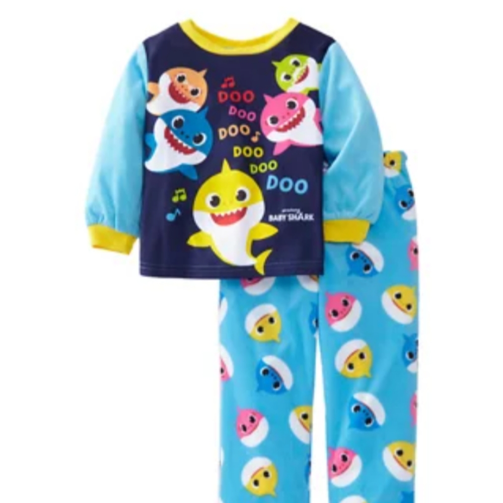 Baby Shark Blue Fleece Toddler Pajamas